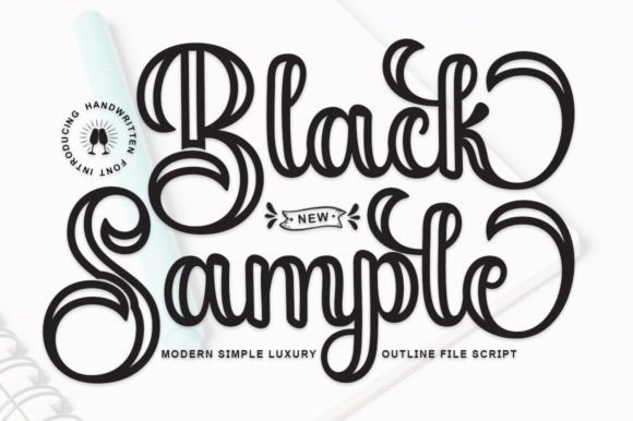 Black Sample Outline: A Refined Script Font for Branding